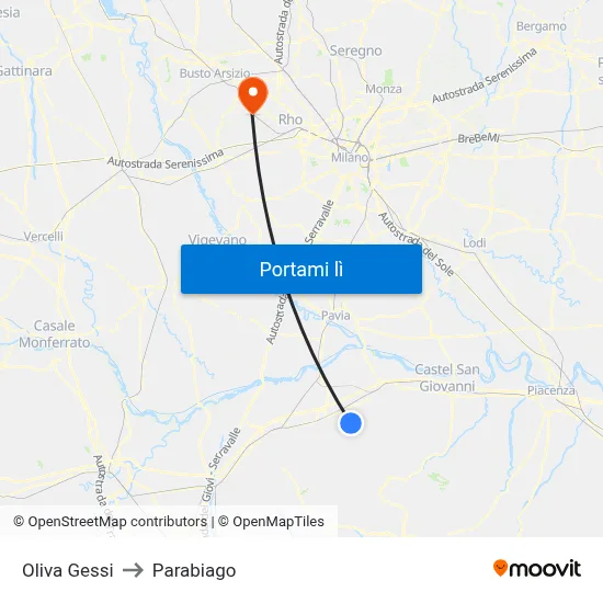 Oliva Gessi to Parabiago map