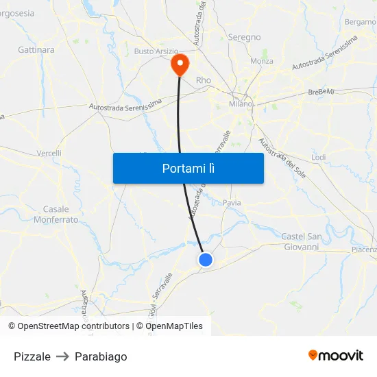 Pizzale to Parabiago map