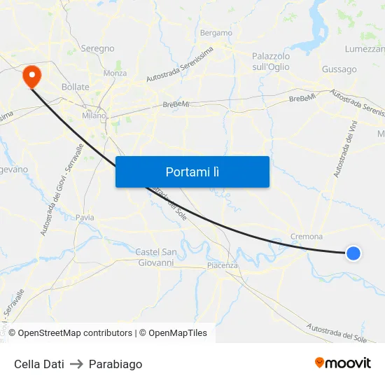 Cella Dati to Parabiago map