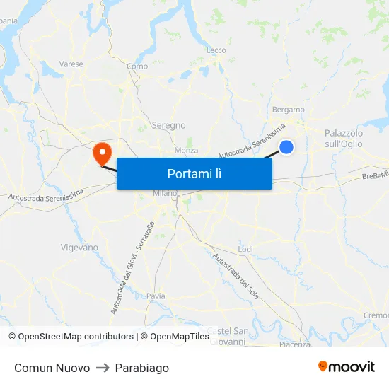 Comun Nuovo to Parabiago map