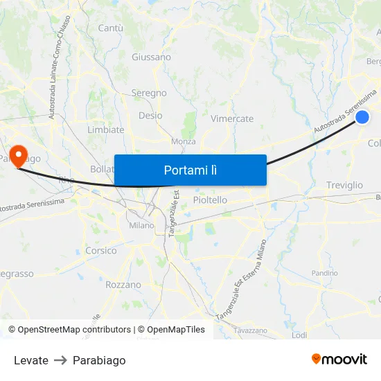 Levate to Parabiago map