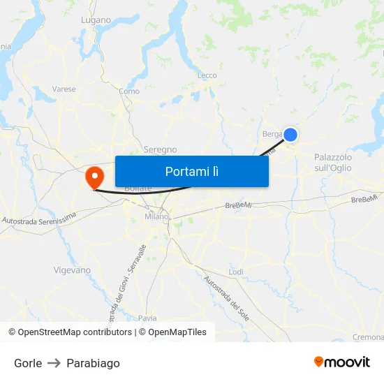 Gorle to Parabiago map
