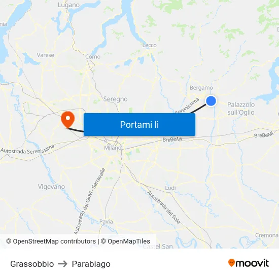 Grassobbio to Parabiago map
