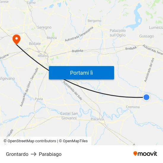 Grontardo to Parabiago map