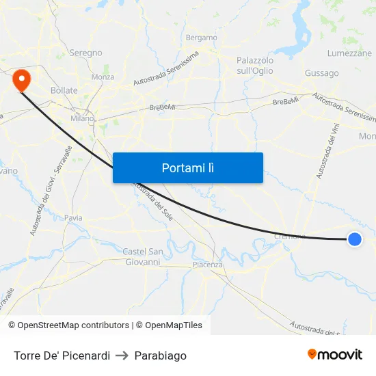 Torre De' Picenardi to Parabiago map