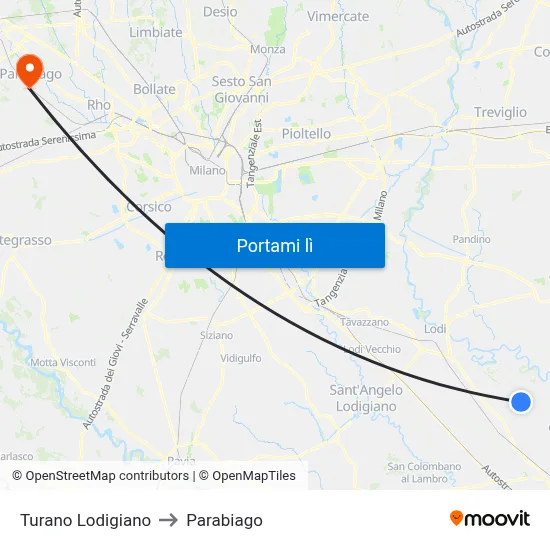 Turano Lodigiano to Parabiago map