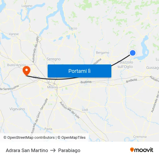 Adrara San Martino to Parabiago map