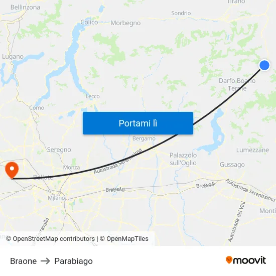Braone to Parabiago map