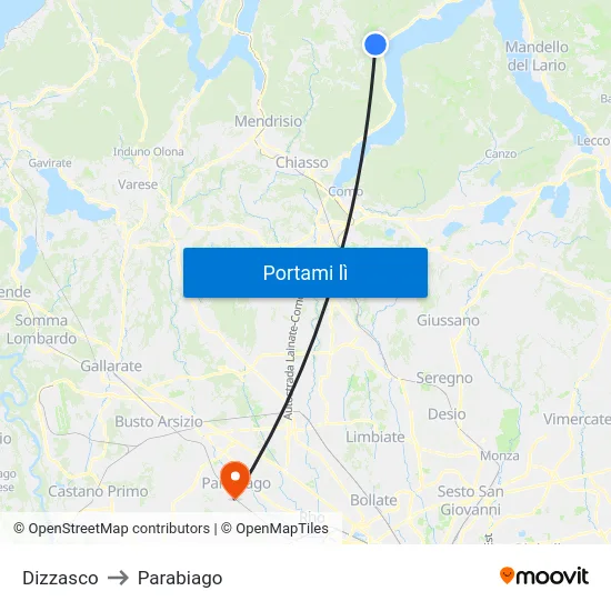 Dizzasco to Parabiago map