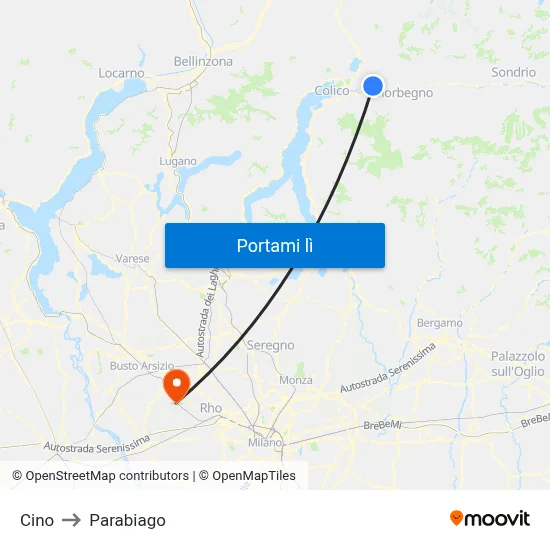 Cino to Parabiago map