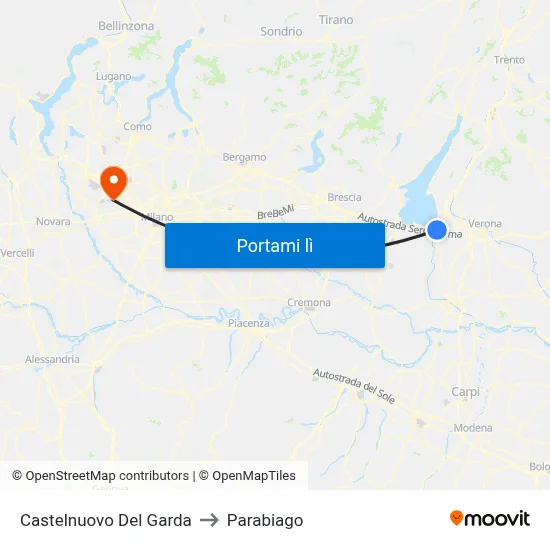 Castelnuovo Del Garda to Parabiago map