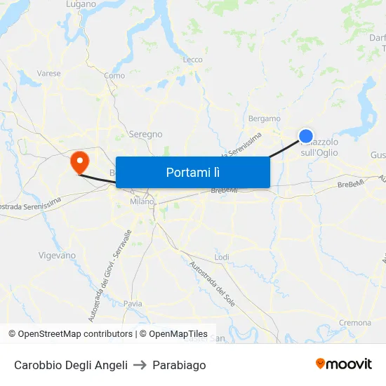 Carobbio Degli Angeli to Parabiago map