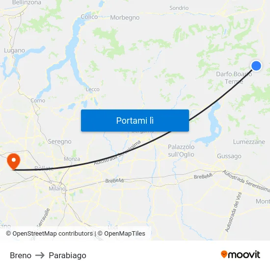 Breno to Parabiago map