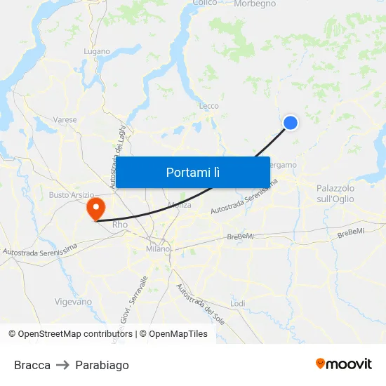Bracca to Parabiago map