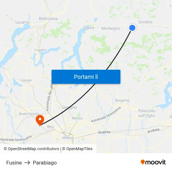 Fusine to Parabiago map