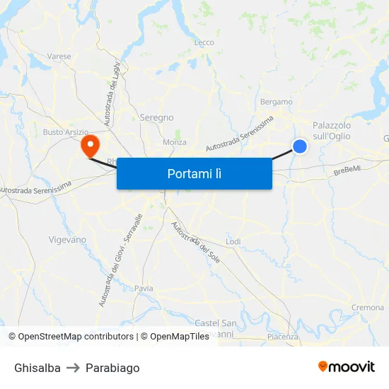 Ghisalba to Parabiago map