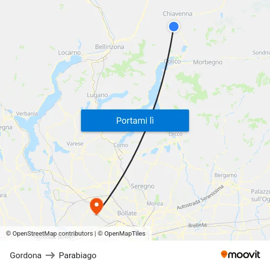 Gordona to Parabiago map