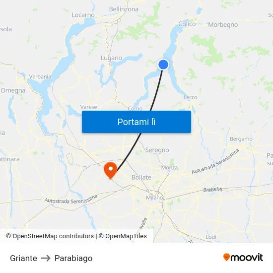Griante to Parabiago map