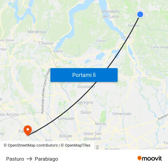 Pasturo to Parabiago map