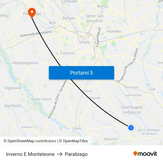 Inverno E Monteleone to Parabiago map