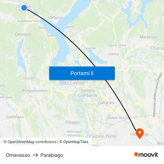 Ornavasso to Parabiago map