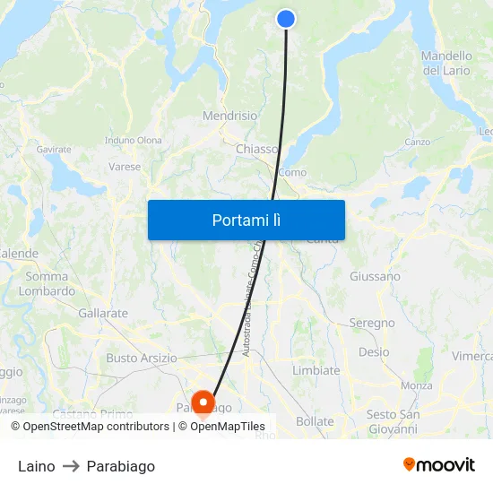 Laino to Parabiago map