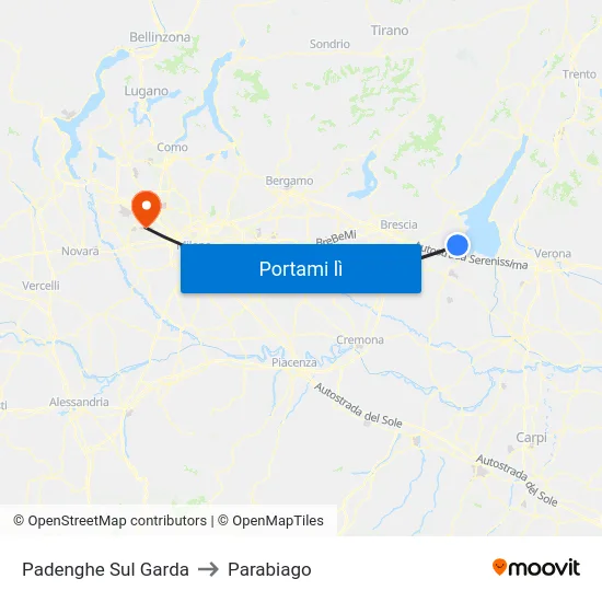 Padenghe Sul Garda to Parabiago map