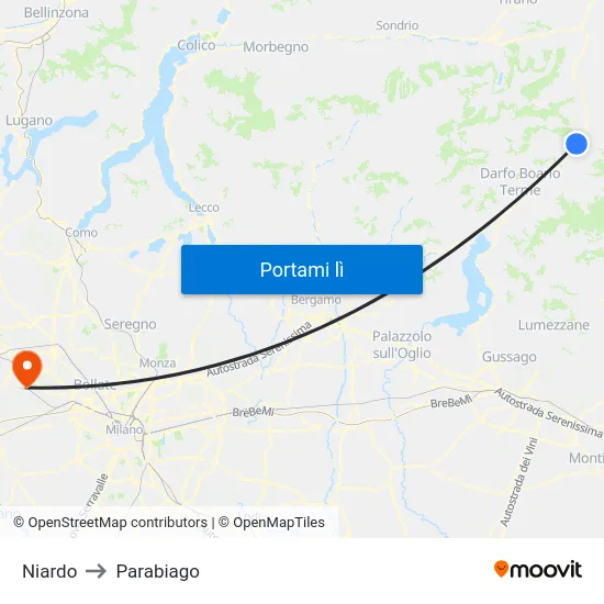 Niardo to Parabiago map