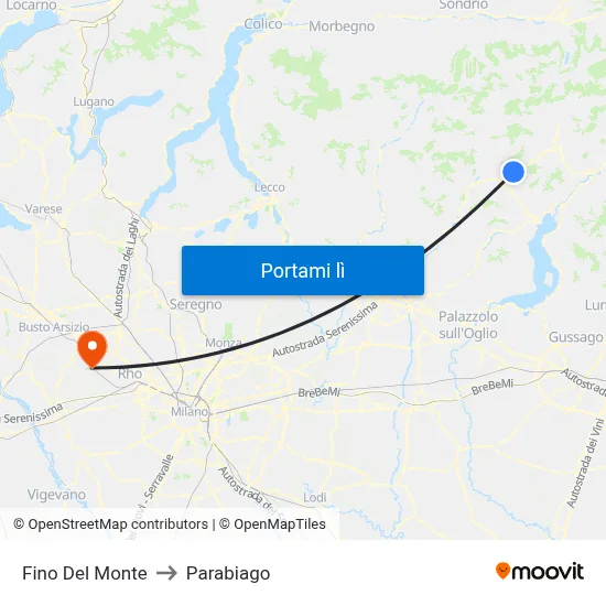 Fino Del Monte to Parabiago map