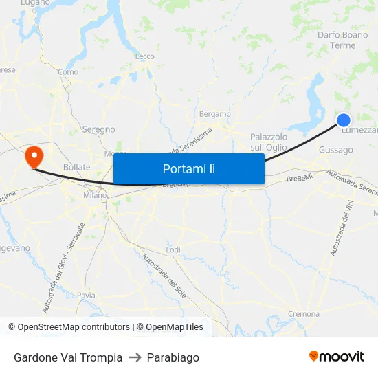 Gardone Val Trompia to Parabiago map