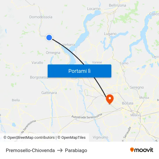 Premosello-Chiovenda to Parabiago map
