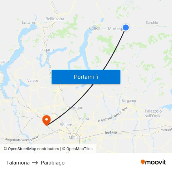 Talamona to Parabiago map