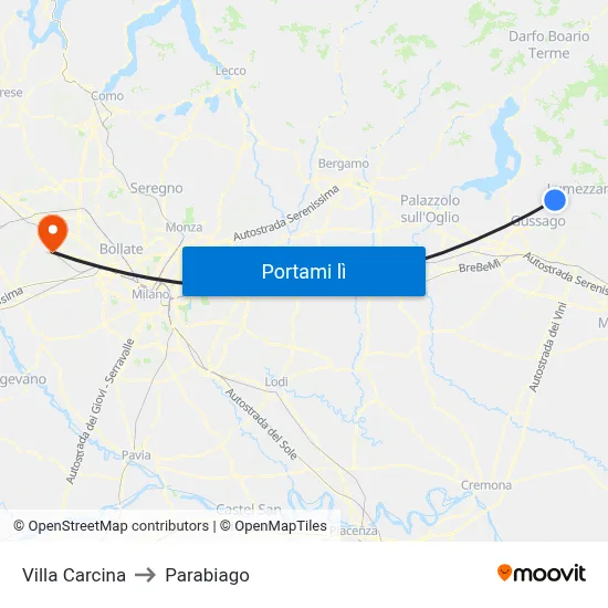 Villa Carcina to Parabiago map