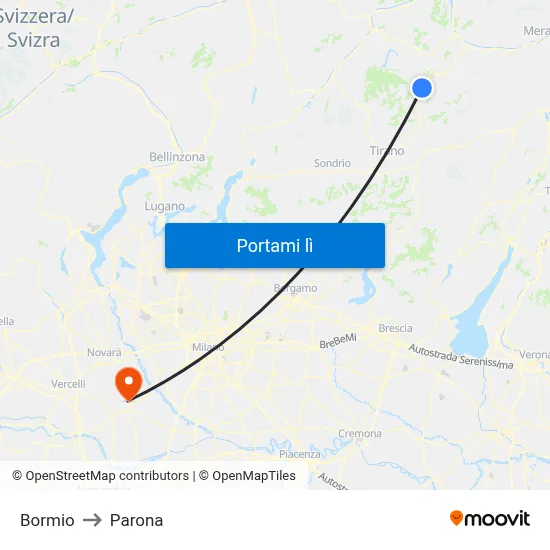 Bormio to Parona map