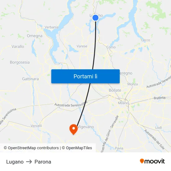 Lugano to Parona map