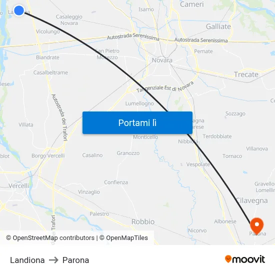 Landiona to Parona map