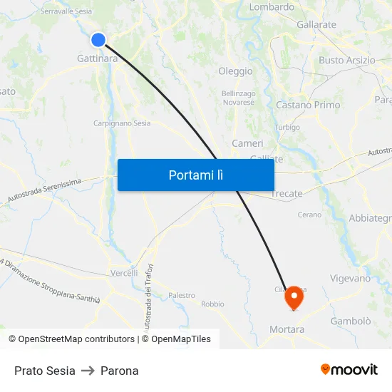 Prato Sesia to Parona map
