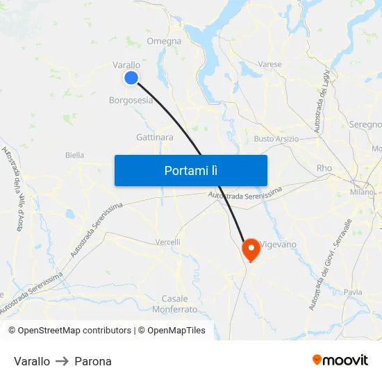 Varallo to Parona map