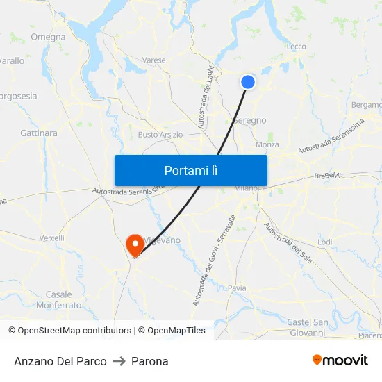 Anzano Del Parco to Parona map