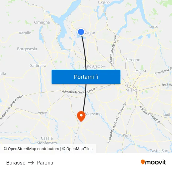 Barasso to Parona map