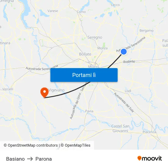 Basiano to Parona map