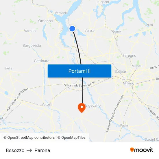 Besozzo to Parona map