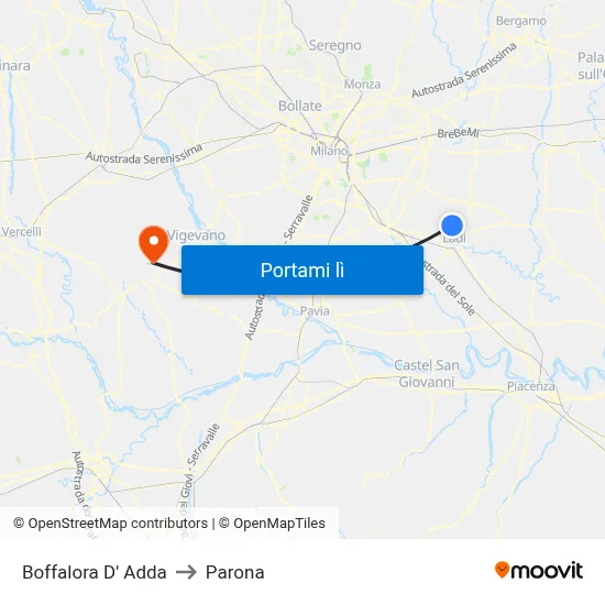 Boffalora D' Adda to Parona map