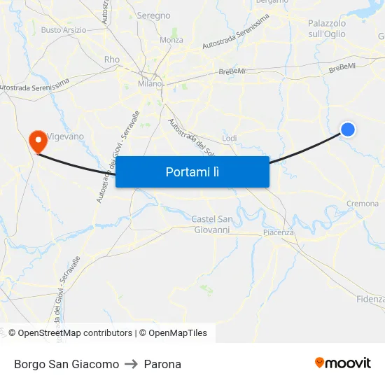 Borgo San Giacomo to Parona map