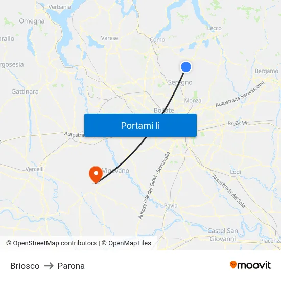 Briosco to Parona map