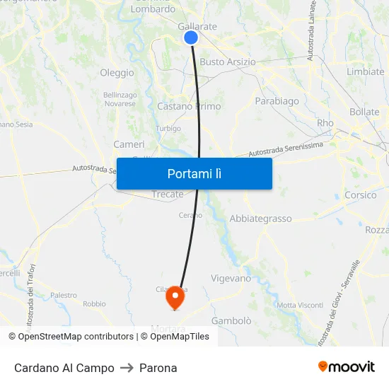 Cardano Al Campo to Parona map