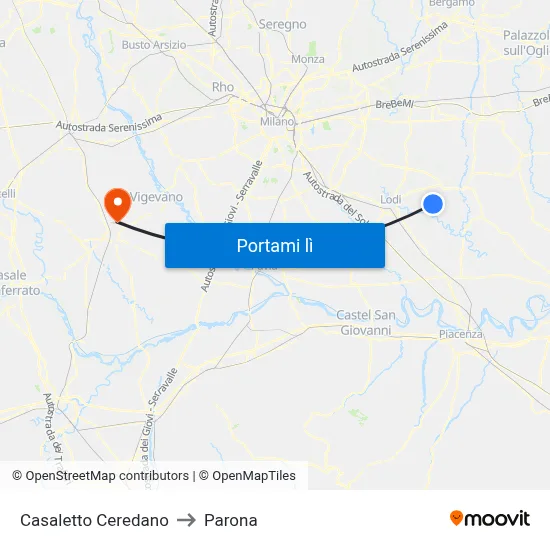 Casaletto Ceredano to Parona map