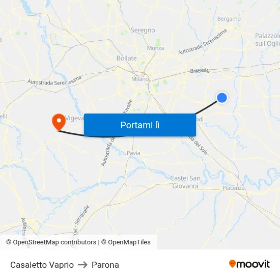 Casaletto Vaprio to Parona map