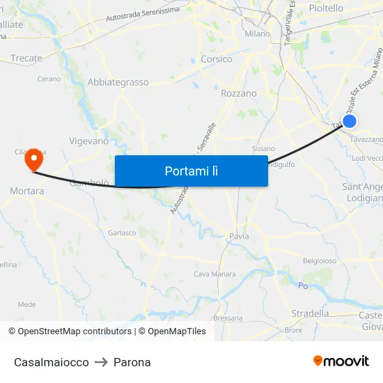 Casalmaiocco to Parona map