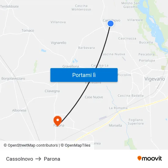 Cassolnovo to Parona map